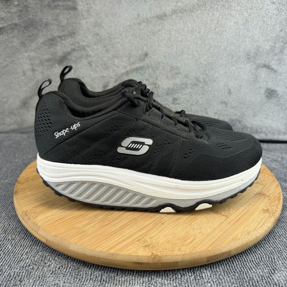 Skechers Shape-ups Shoes Womens Size 7 Black Mesh Walking Sneakers SN 57000 BKW